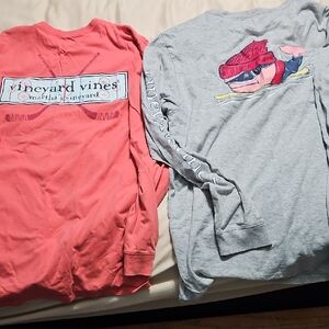 Vineyard Vines Long Sleeve Tees Pink and Gray